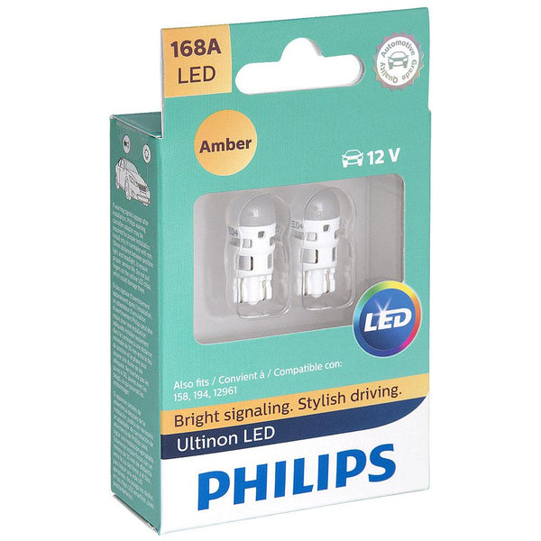 PHILIPS 194AULAX2 Ultinon LED Bulb (Amber), 2 Pack