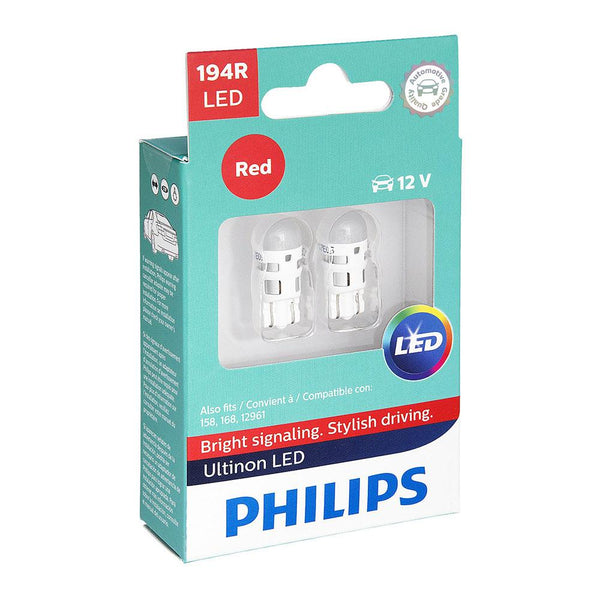 PHILIPS 194RULRX2 Ultinon LED Bulb (Red), 2 Pack