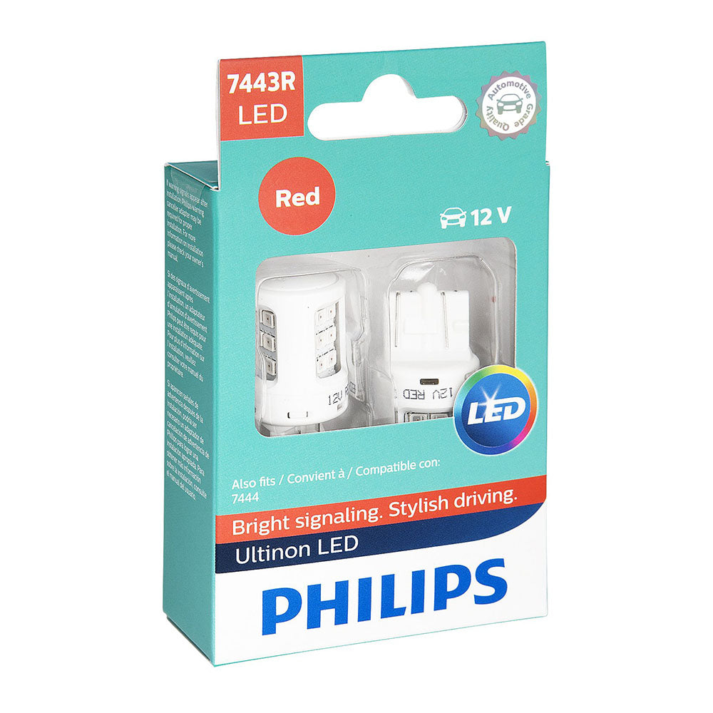 PHILIPS 7443R Ultinon LED Bulb (Red), 2 Pack (7443RULRX2)