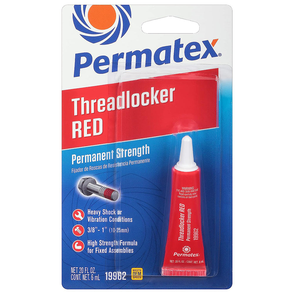PERMATEX 19962 Permanent Strength Threadlocker Red, 6 ml Tube