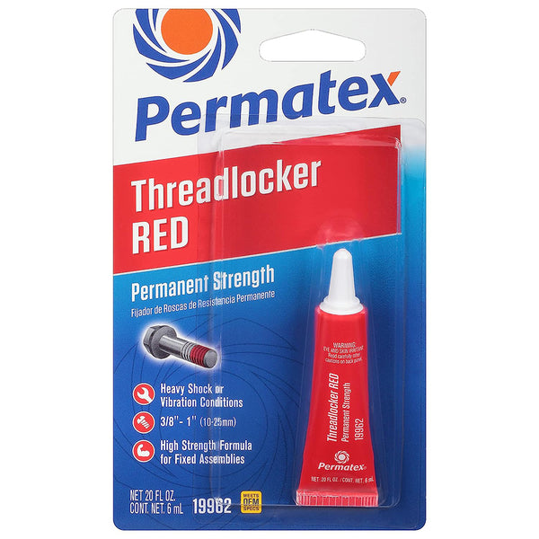 PERMATEX 19962 Permanent Strength Threadlocker Red, 6 ml Tube