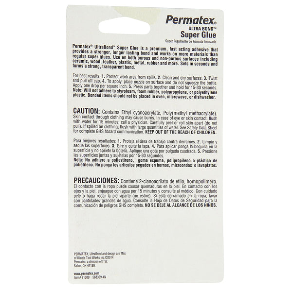 PERMATEX 21309 Ultra Bond Super Glue, 5 g