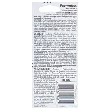 PERMATEX 22071 Water Pump and Thermostat RTV Silicone Gasket, 0.5 oz