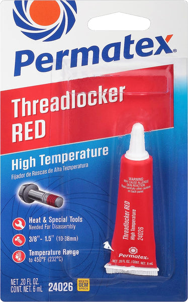 PERMATEX 24026 High Temperature Threadlocker Red, 6 ml