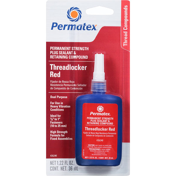 PERMATEX 26240 Permanent Strength Threadlocker Red, 36 ml