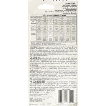 PERMATEX 26240 Permanent Strength Threadlocker Red, 36 ml