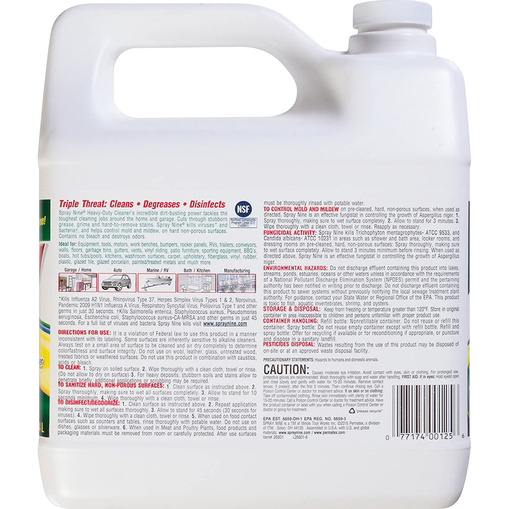 PERMATEX Spray Nine 26801 Heavy Duty Cleaner/Degreaser and Disinfectant - 1 Gallon