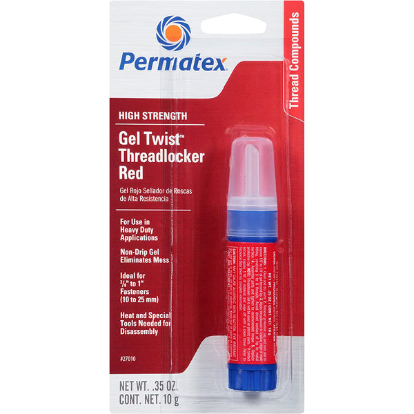 PERMATEX 27010 High Strength Threadlocker Red Gel Twist, 10 g