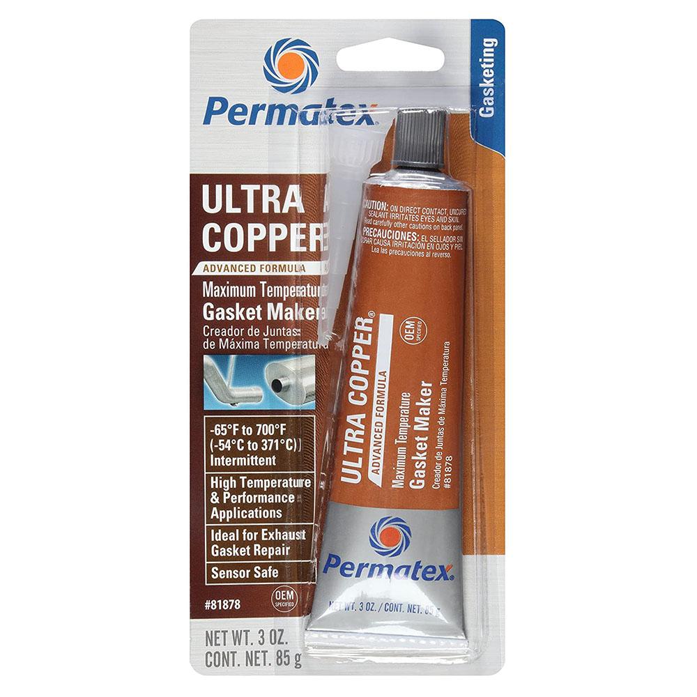 PERMATEX 81878 Ultra Copper Maximum Temperature RTV Silicone Gasket Maker, 3 oz. Tube