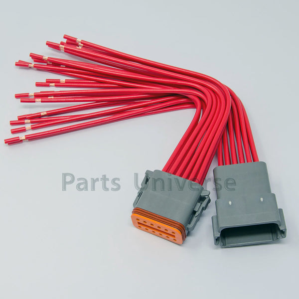 Deutsch DT 12-Pin Pigtail Kit, 14AWG Pure Copper GPT Red Wires (100% Made in USA)