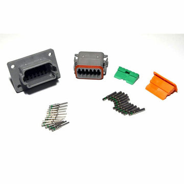 Deutsch DT 12-Pin Flange Connector Kit, 14-16AWG Closed Barrel Contacts