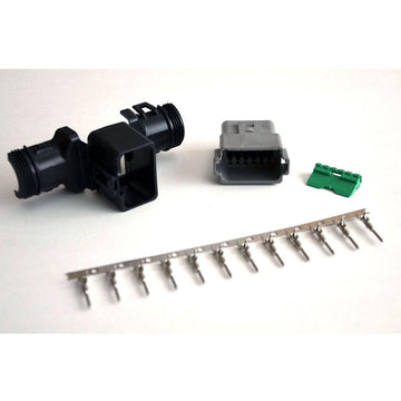 Deutsch DT 12-Pin Male Connector Kit 14-16AWG Open Barrel Pins & Straight Backshell