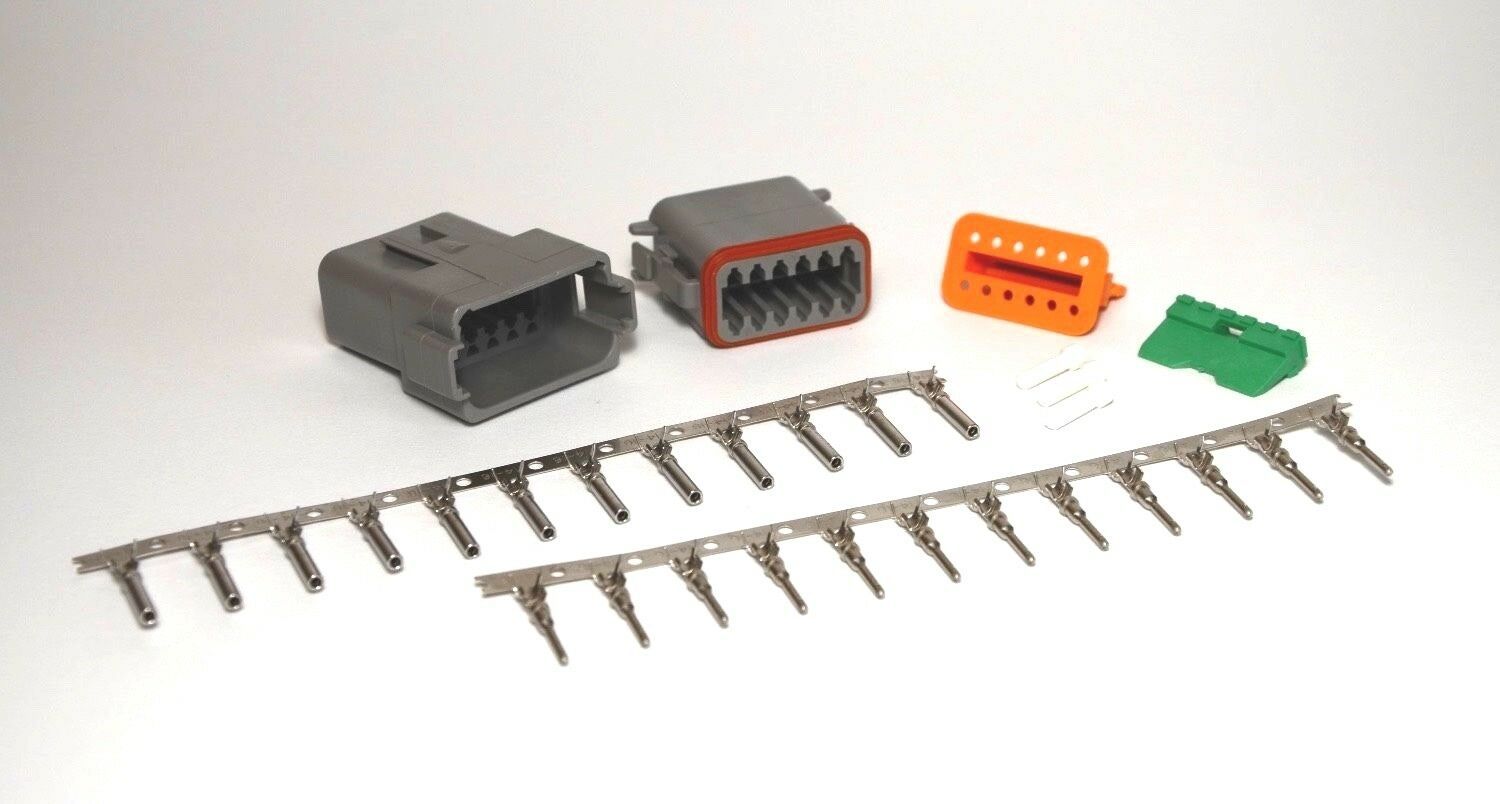 Deutsch DT 12-Pin Connector Kit, 14-16AWG Open Barrel Contacts