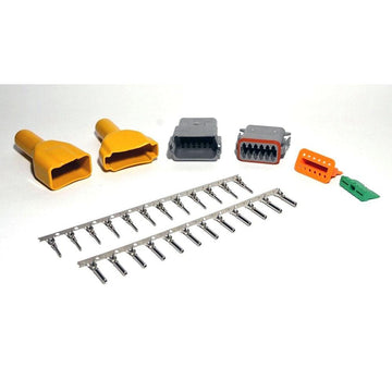 Deutsch DT 12-Pin Connector Kit, 14-16AWG Open Barrel Contacts & Yellow Boots