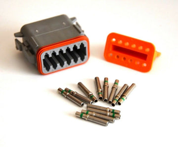 Deutsch DT 12-Pin Female Connector Kit, 14-16AWG Closed Barrel Sockets