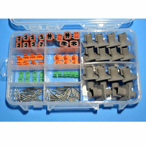 Deutsch 136 PCS DT 2-Pin & 4-Pin Flange Connector Kit, 14-16AWG Closed Barrel Solid Contacts