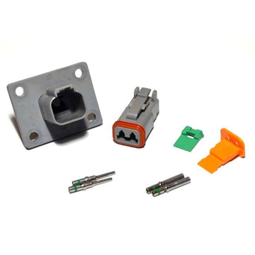 Deutsch DT 2-Pin Flange Connector Kit, 14-16AWG Closed Barrel Contacts