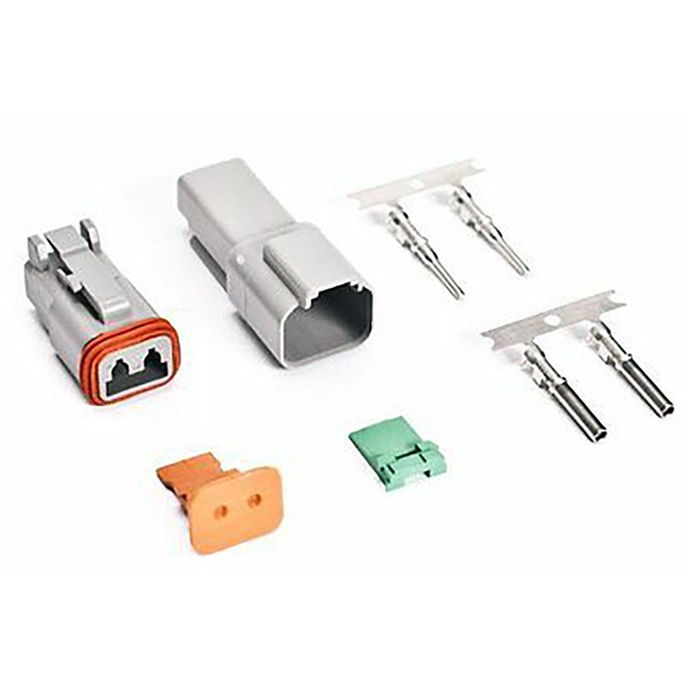 Deutsch DT 2-Pin Gray Connector Kit, 14-16AWG Open Barrel Contacts