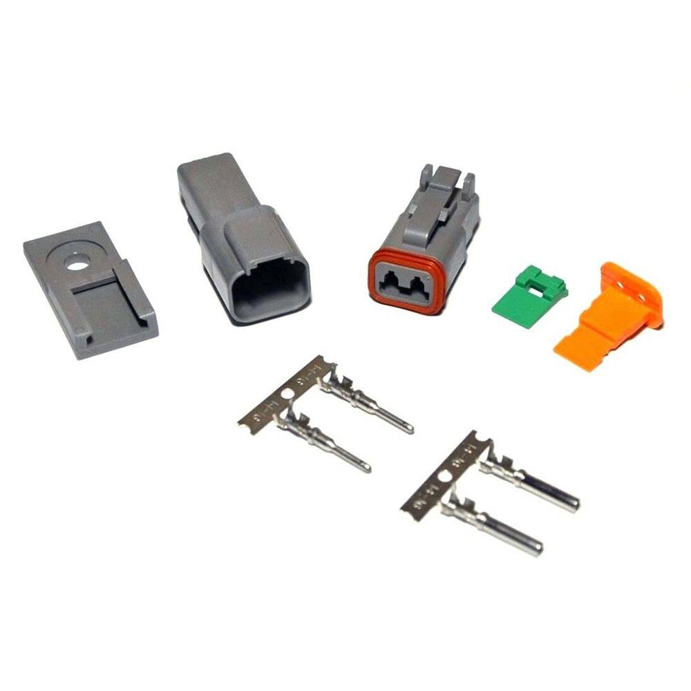 Deutsch DT 2-Pin Connector Kit, 14-16AWG Open Barrel Contacts & Plastic Clip