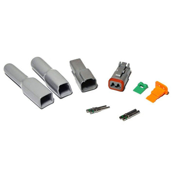 Deutsch DT 2-Pin Connector Kit & Gray Boots, 14-16AWG Closed Barrel Contacts