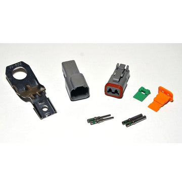 Deutsch DT 2-Pin Connector Kit, 14-16AWG Closed Barrel Contacts & Steel 05 Mounting Clip