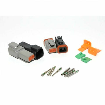Deutsch DT 2-Pin Black & Gray Connector Kit, 14-16AWG Closed Barrel Contacts