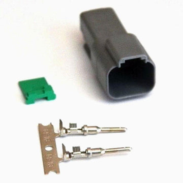 Deutsch DT 2-Pin Male Connector Kit, 14-16 AWG Open Barrel Pins