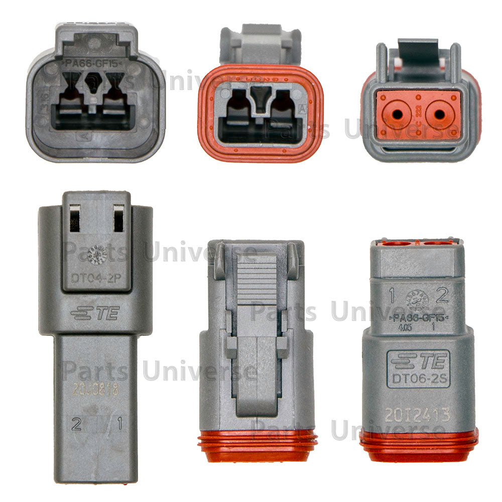 Deutsch DT 2-Pin Connector Kit, 14-16AWG Closed Barrel Contacts