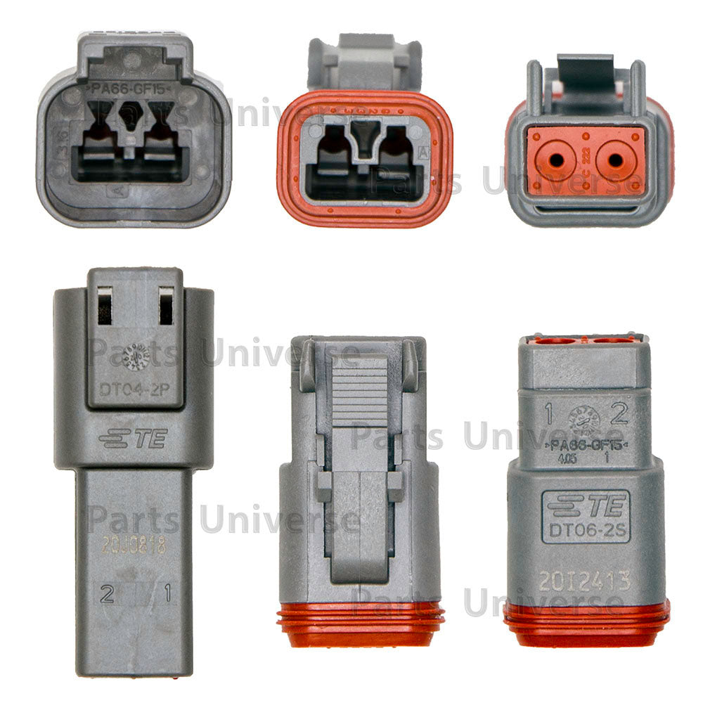 Deutsch DT 2-Pin Gray Connector Kit, 14-16AWG Open Barrel Contacts