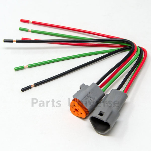 Deutsch DT 3-Pin Pigtail Kit, 14AWG Pure Copper GPT Wires (100% Made in USA)
