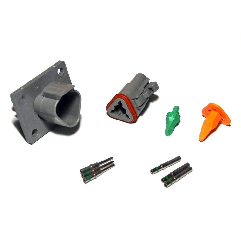 Deutsch DT 3-Pin Flange Connector Kit, 14-16AWG Closed Barrel Contacts