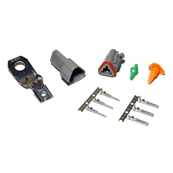 Deutsch DT 3-Pin Connector Kit 14-16AWG Open Barrel Contacts & Steel 03 Mounting Clip