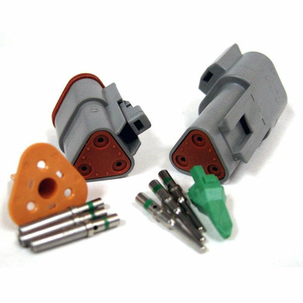 Deutsch DT 3-Pin Connector Kit, 14-16AWG Closed Barrel Contacts