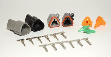 Deutsch DT 3-Pin Black & Gray Connector Kit, 14-16AWG Open Barrel Contacts