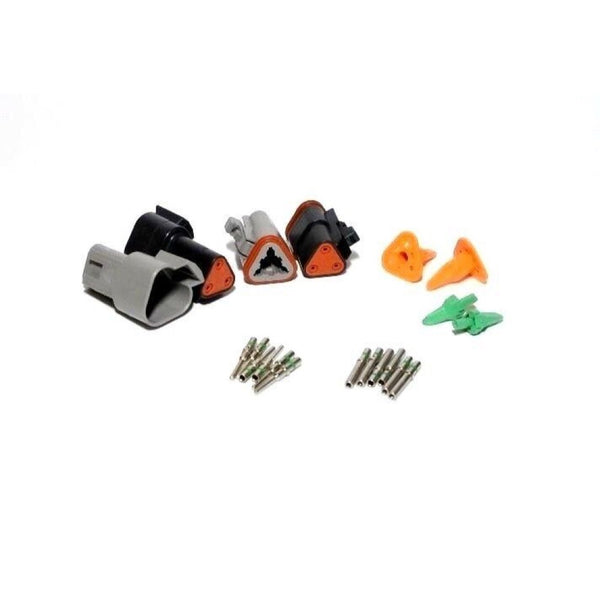 Deutsch DT 3-Pin Black & Gray Connector Kit, 14-16AWG Closed Barrel Contacts