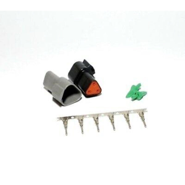 Deutsch DT 3-Pin Black & Gray Male Connector Kit, 14-16AWG Open Barrel Pins