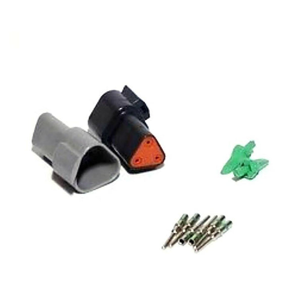 Deutsch DT 3-Pin Black & Gray Male Connector Kit, 14-16AWG Closed Barrel Pins