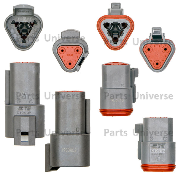 Deutsch DT 3-pin Connector Kit, 16-18AWG Open Barrel Contacts