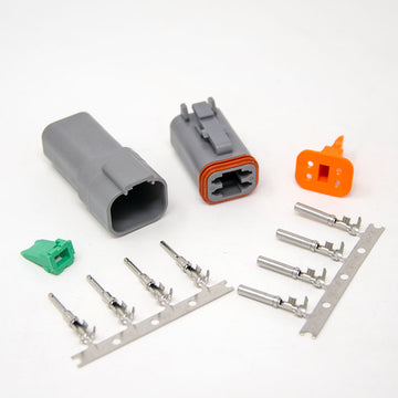 Deutsch DT 4-Pin Gray Connector Kit, 14-16AWG Open Barrel Contacts