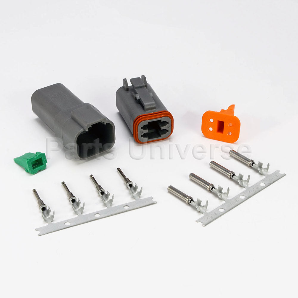 Deutsch DT 4-Pin Gray Connector Kit, 14-16AWG Stamped Contacts