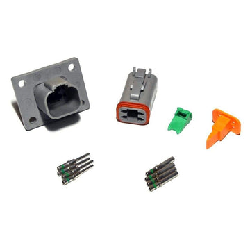 Deutsch DT 4-Pin Flange Connector Kit, 14-16AWG Closed Barrel Contacts