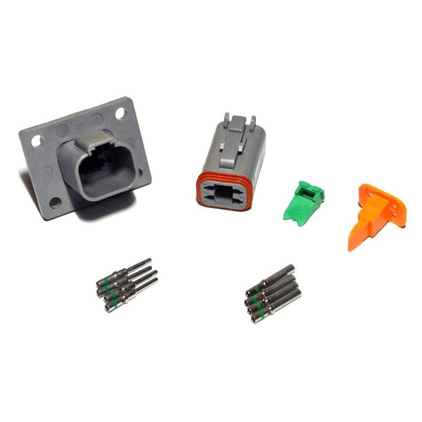 Deutsch DT 4-Pin Flange Connector Kit, 14-16AWG Closed Barrel Contacts