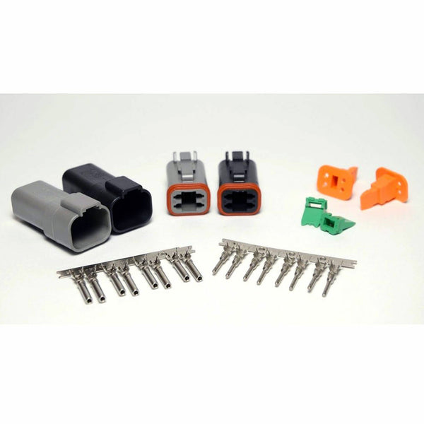 Deutsch DT 4-Pin Black & Grey Connector Kit, 14-16AWG Open Barrel Contacts