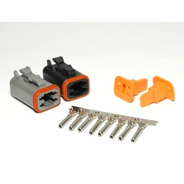 Deutsch DT 4-Pin Black & Gray Female Connector Kit, 14-16AWG Open Barrel Sockets