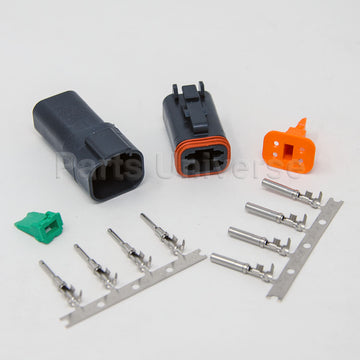 Deutsch DT 4-Pin Black Connector Kit, 14-16AWG Open Barrel Contacts