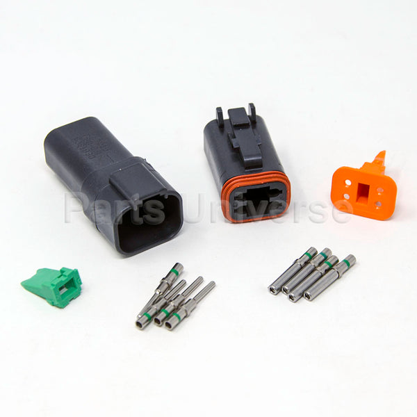 Deutsch DT 4-Pin Black Connector Kit, 14-16AWG Closed Barrel Contacts