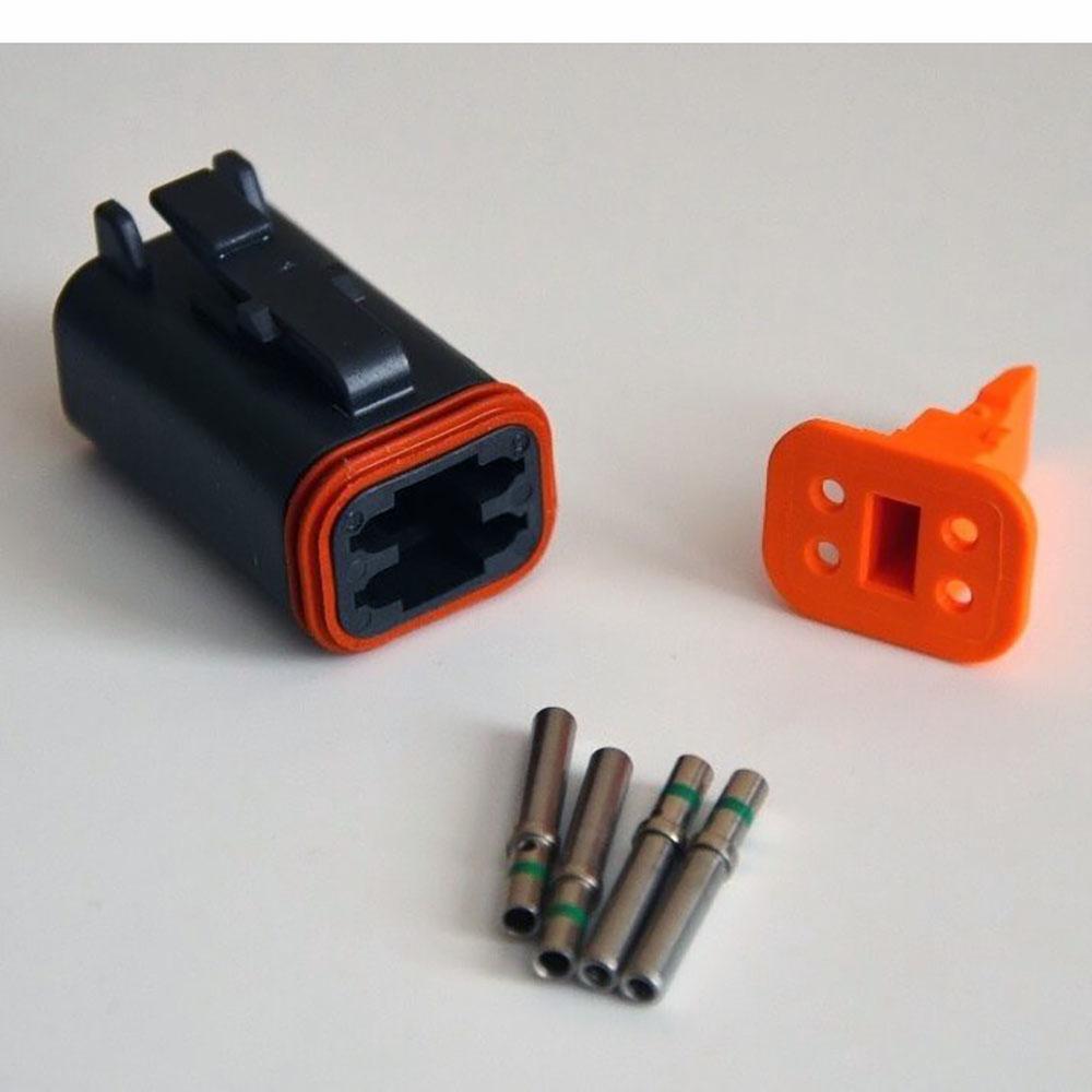 Deutsch DT 4-Pin Black Female Connector Kit, 14-16AWG Closed Barrel Sockets