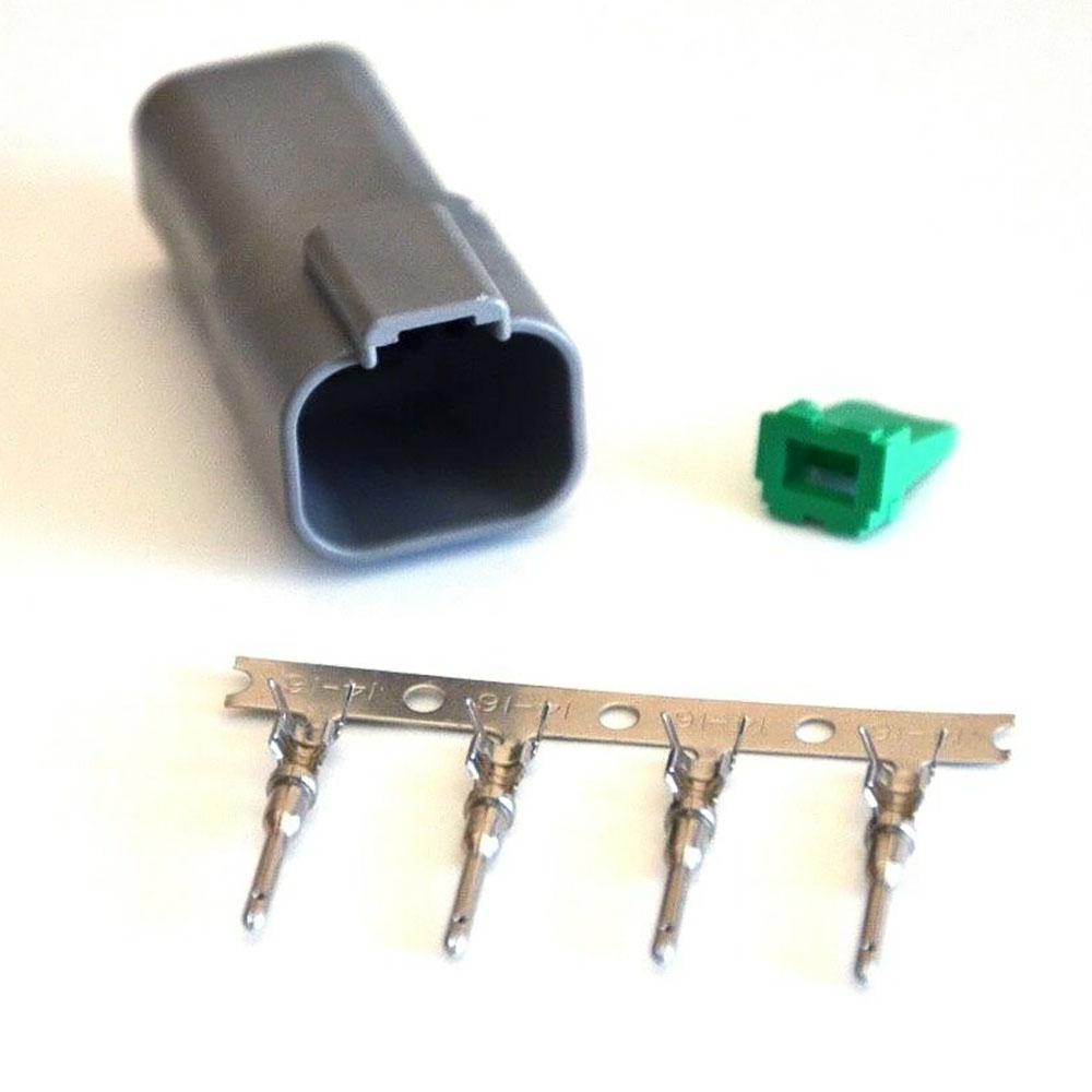 Deutsch DT 4-Pin Male Connector Kit, 14-16AWG Open Barrel Pins