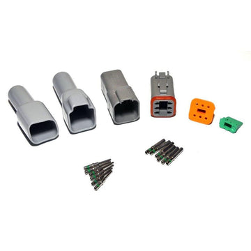 Deutsch DT 6-Pin Connector Kit, 14-16AWG Closed Barrel Contacts & Gray Boots