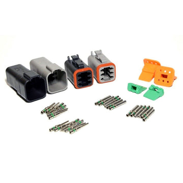Deutsch DT 6-Pin Black & Gray Connector Kit, 14-16AWG Closed Barrel Contacts